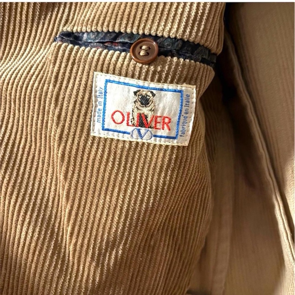 Valentino men’s preppy Tan Corduroy Blazer w/ elbow patches 22 inches pit-pit - Picture 3 of 4